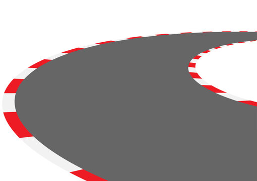 Asphalt Racing Track. Go-kart track. Race track road. Vector Illustration.