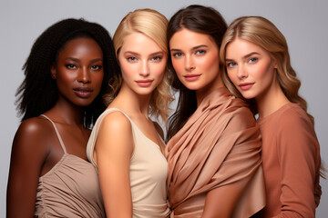Obraz premium beautiful multiethnic female models in studio