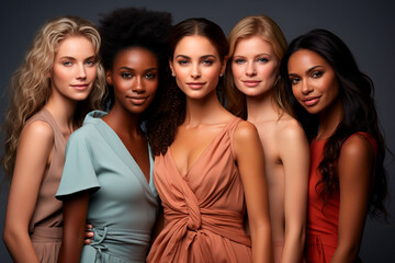 beautiful multiethnic female models in studio