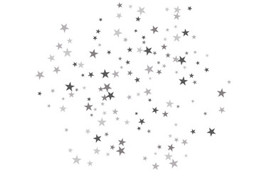 Star confetti. Silver casual confetti background. Bright design pattern.