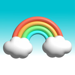 rainbow with clouds 3d