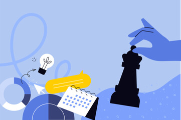 Business creative illustration. Vector concept of business strategy, startup, project development, management. Illustration for web banner, social media, business presentation, marketing material. 