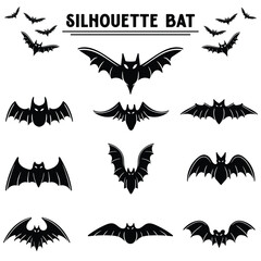 Bat silhouette element set vector illustration for your company or brand