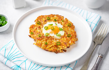 Hash Brown egg nests in a plate