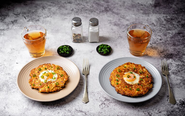 Hash Brown egg nests in a plate