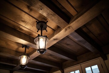 I set up a light fixture in my new house, specifically a ceiling mounted spotlight that was attached to the wooden beams.