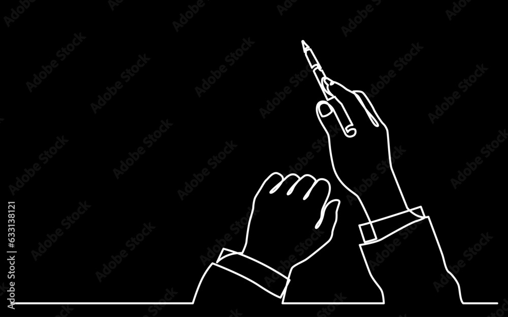 Poster continuous line drawing vector illustration with fully editable stroke of human hand gesture holding