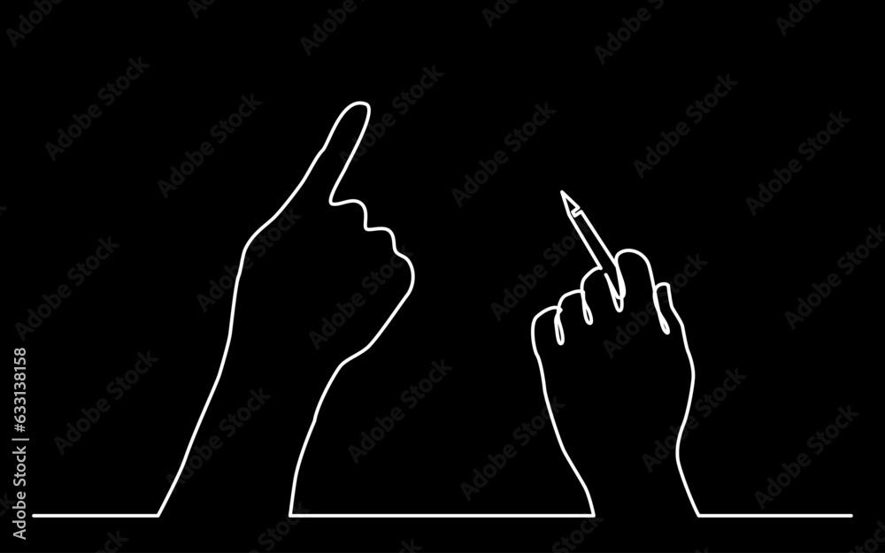 Wall mural continuous line drawing vector illustration with fully editable stroke of human hand gesture holding