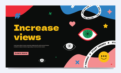 Naklejka premium Landing page template. A solution to increase the views, popularity of famous people.