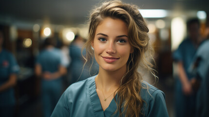 Obraz premium AI generated concept of a nurse smiling, calming aura