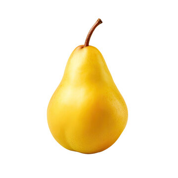 A transparent background isolates a yellow pear