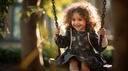 Small Child Playing on a Swing at the Park