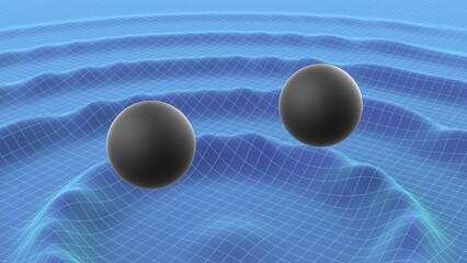 black hole gravity waves 3d illustration, can be used to represent astrophysics of general relativity or gravitational collapse of space time