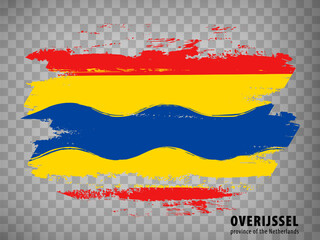 Flag of Overijssel brush strokes. Waving flag of Overijssel on transparent background for your web site design,  app, UI. Netherlands. EPS10.