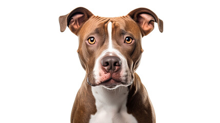 Pitbull dog looking at the camera isolated on transparent background