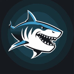 Shark in cartoon, doodle style. 2d cute illustration in logo icon style.