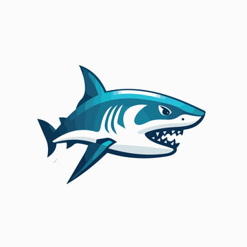Shark in cartoon, doodle style. 2d cute illustration in logo icon style.