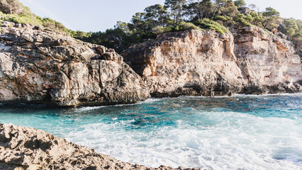 Cliffs and beaches in the south of Spain. Costa Blanca in the Spanish Mediterranean.