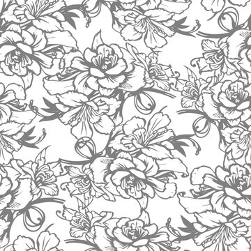 gray and white rose flowers seamless pattern, texture, design