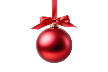 Red Christmas ball. isolated on transparent background Generative ai.