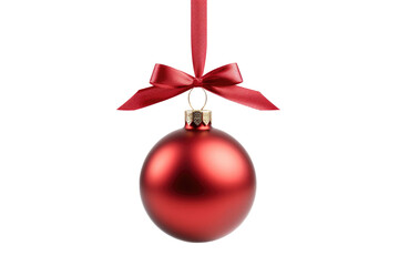 Red Christmas ball. isolated on transparent background Generative ai.