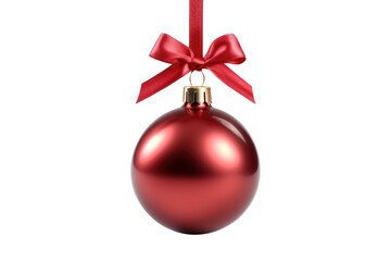 Red Christmas ball. isolated on transparent background Generative ai.