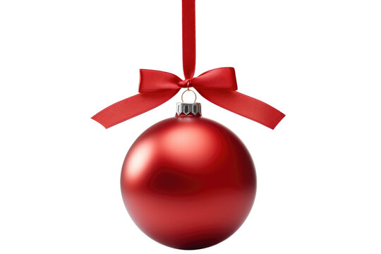 Red Christmas ball. isolated on transparent background Generative ai.