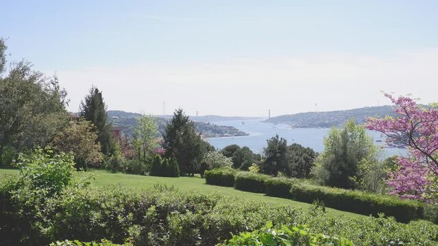 View of Istanbul from Otagtepe with Fatih Bridge. Travel Istanbul background photo.