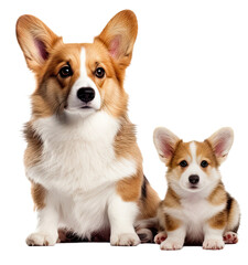 Corgi dogs looking at the camera isolated on transparent background
