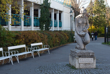 Statue of the Goddess of Hygiene near the Spa, Baden, Austria - 633150150