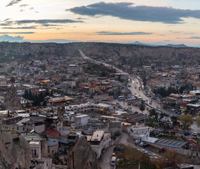 Naklejka premium Goreme Town in Cappadocia at Sunset