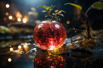 A red apple with a smooth surface and an attractive aroma. AI generative