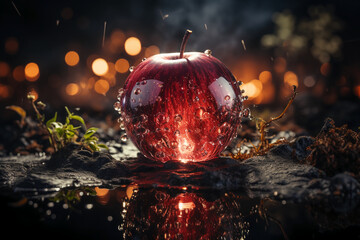 A red apple with a smooth surface and an attractive aroma. AI generative - obrazy, fototapety, plakaty
