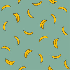 Seamless hand drawn pattern of yellow bananas