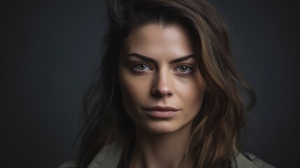 Portrait of a beautiful young woman. Studio shot against plain background.