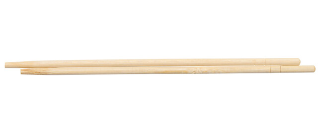 Two wooden chopsticks on a white isolated background