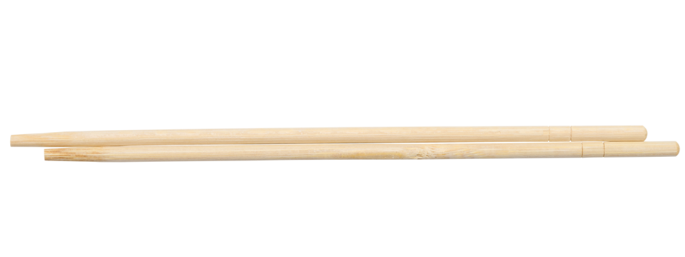 Two wooden chopsticks on a white isolated background