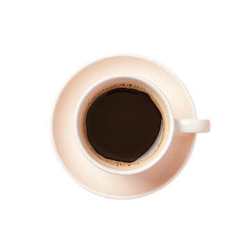 White coffee cup seen from above on transparent background
