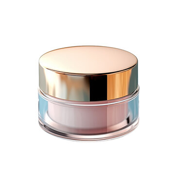 Isolated cosmetic container with gold lid