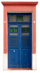 Retro door of an old architecture house. Isolated on transparent background. brazilian architecture