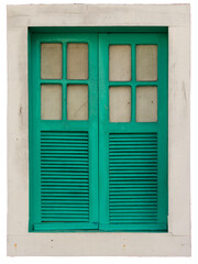 Retro window of an old architecture house. Isolated on transparent background. brazilian architecture