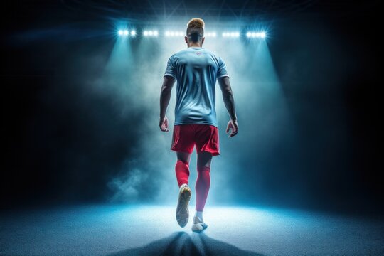 Back o Soccer player with soccer ball