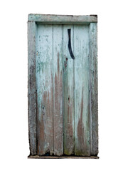 Retro door, very aged, of a colonial architecture house. Isolated on transparent background. old brazilian architecture