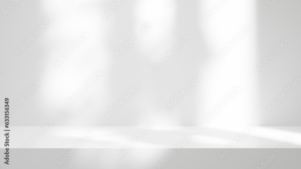 Aufkleber white table background podium stage for text design and products, white stage with sunlight and shad
