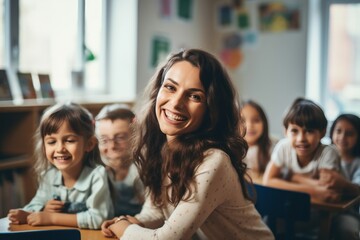 Fototapeta premium Young teacher in a classroom