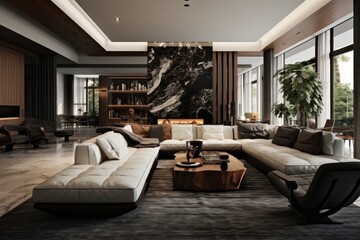 Obraz na płótnie Canvas A contemporary living room design in an actual residence