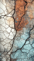 Blue and orange cracked surface - wall art -generative AI, Ai generated