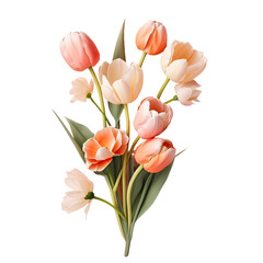 Obraz premium Tulips blossoming alone against transparent background