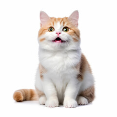Fototapeta premium Smiling Munchkin Cat with White Background - Isolated Portrait Image
