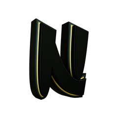 3d render letter font japanese black